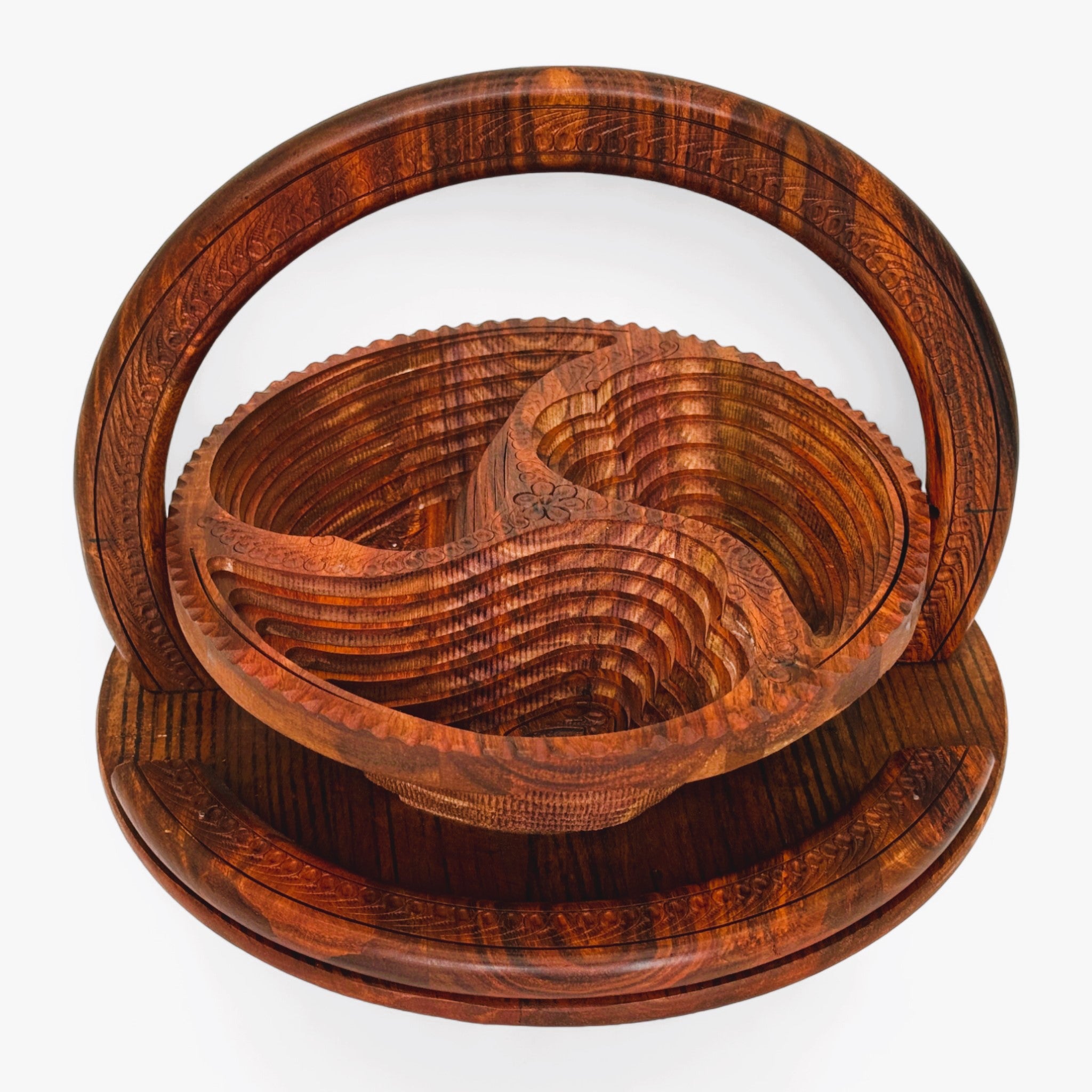 WOODEN HANDCRAFTED NUTS TRAY | Three Section